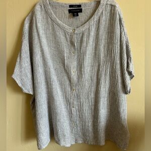 Tahari Oversized Linen Button Down Top